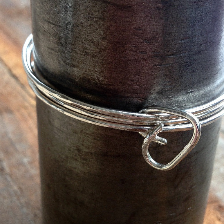 Triple bangle with heart charm