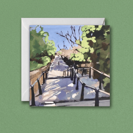 Leigh church steps Greetings Card