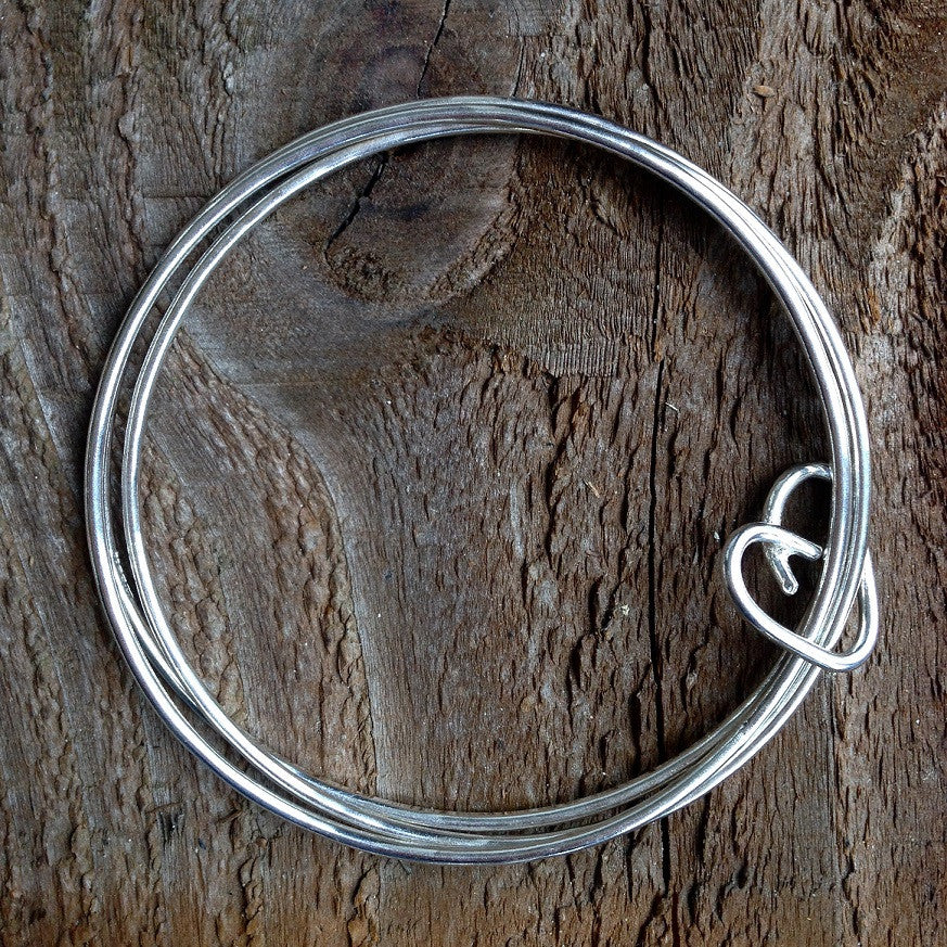 Triple bangle with heart charm