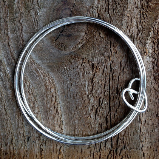 Triple bangle with heart charm
