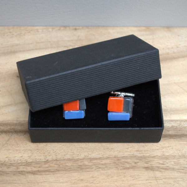 Glass and Silver Cufflinks