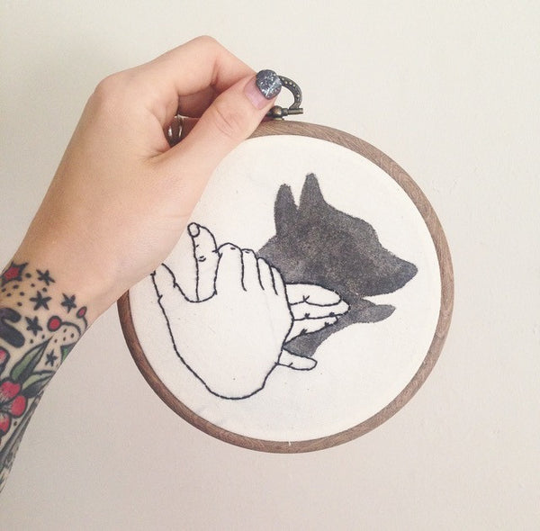 Dog hand shadow puppet - Wall hanging