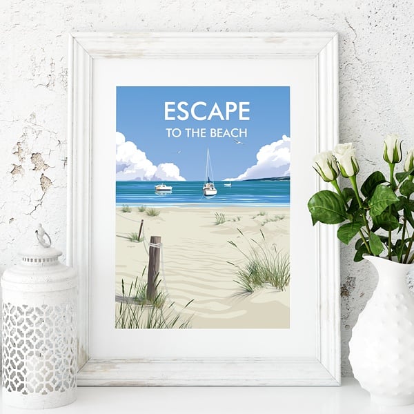 Escape to the Beach Travel Art Print