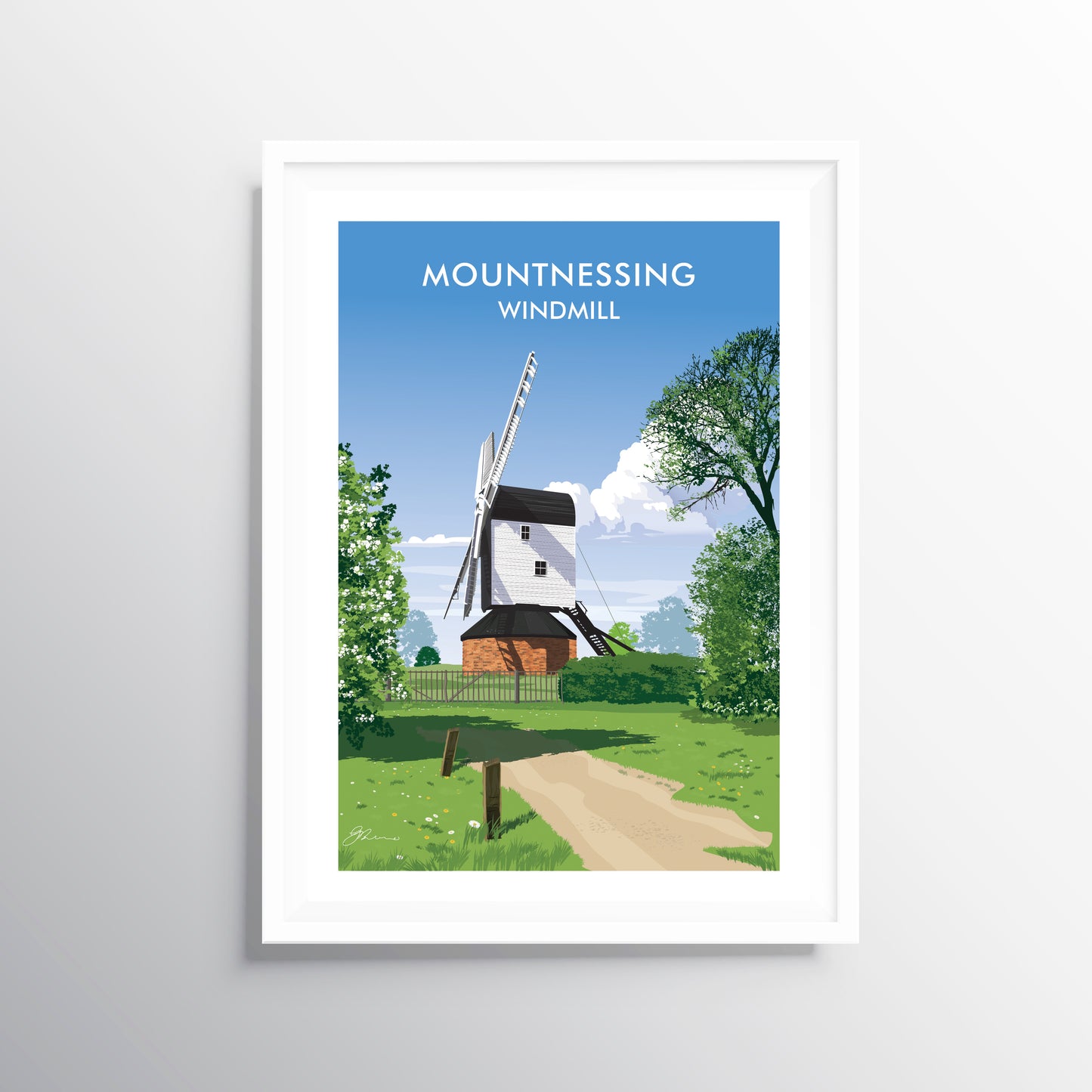Mountnessing Windmill Travel Art Print