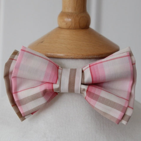 Kid's Bow Tie - Pink & Brown check