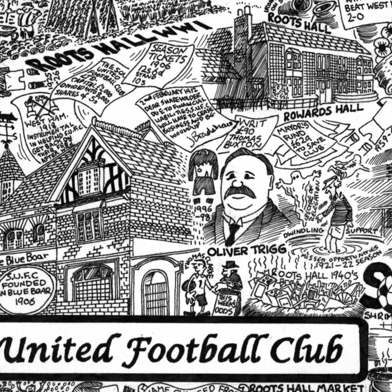 Southend United Football Club Illustrated History print