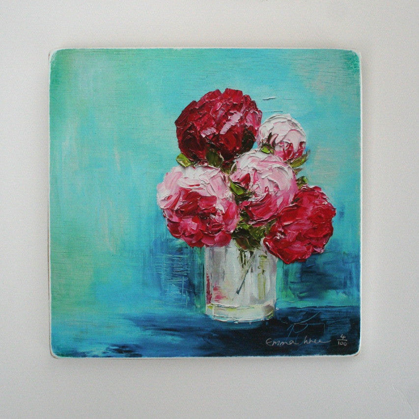 Turquoise peonies - Limited edition giclee print