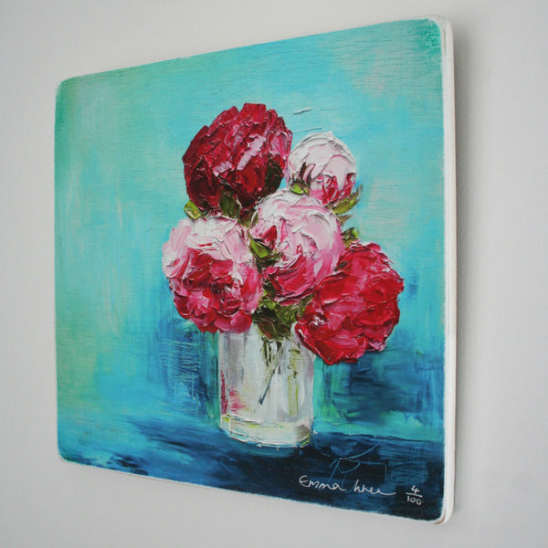Turquoise peonies - Limited edition giclee print
